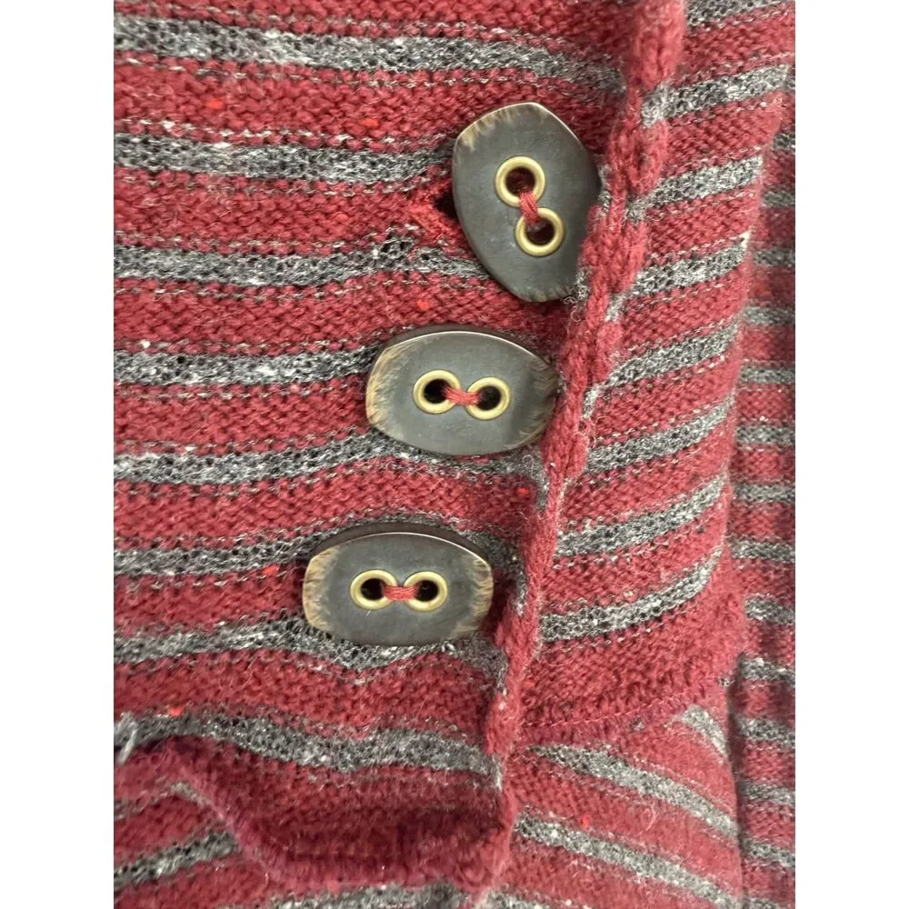 Free People Long Red Stripped Duster Cardigan Size M